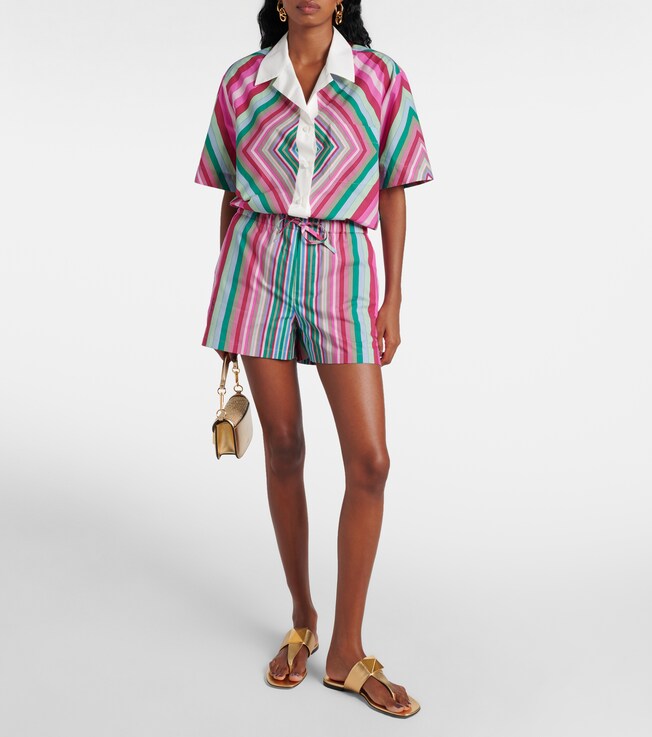 Valentino Striped cotton poplin shorts