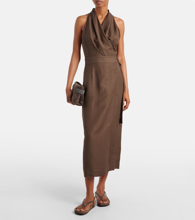 Brunello Cucinelli Twill wrap dress