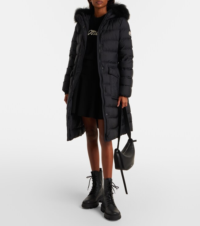 Moncler Hooded shearling-trimmed down jacket