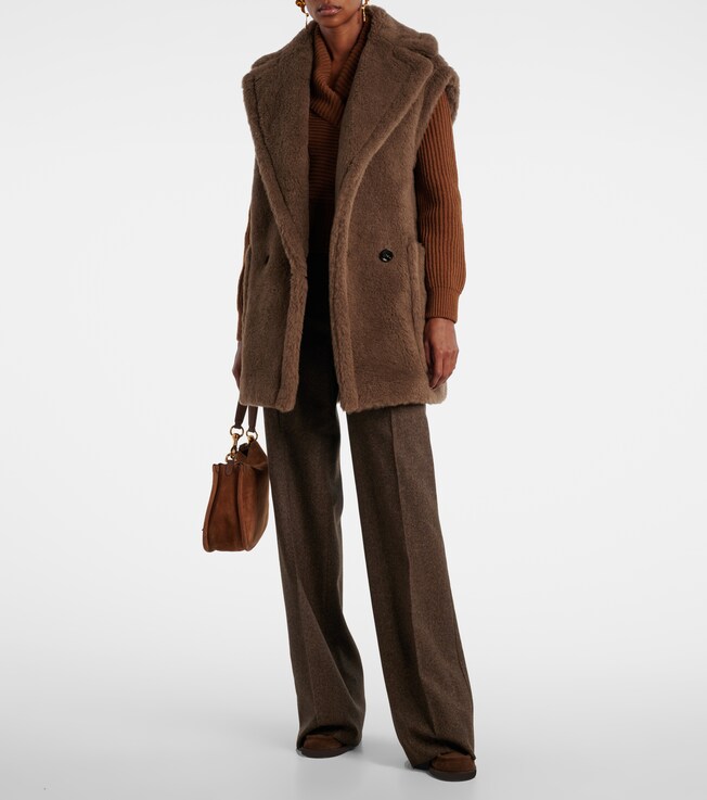 Max Mara Alpaca, wool, and silk Teddy vest