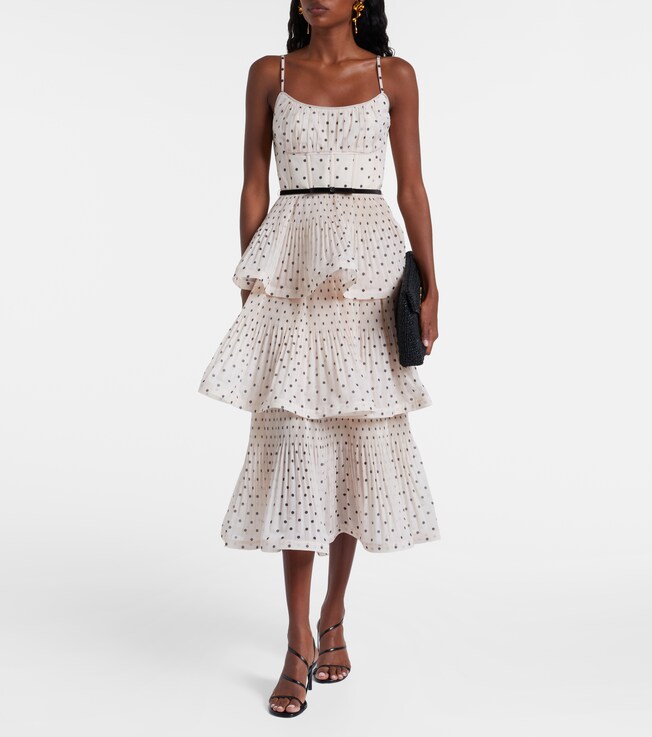 Zimmermann Polka-dot tiered midi dress