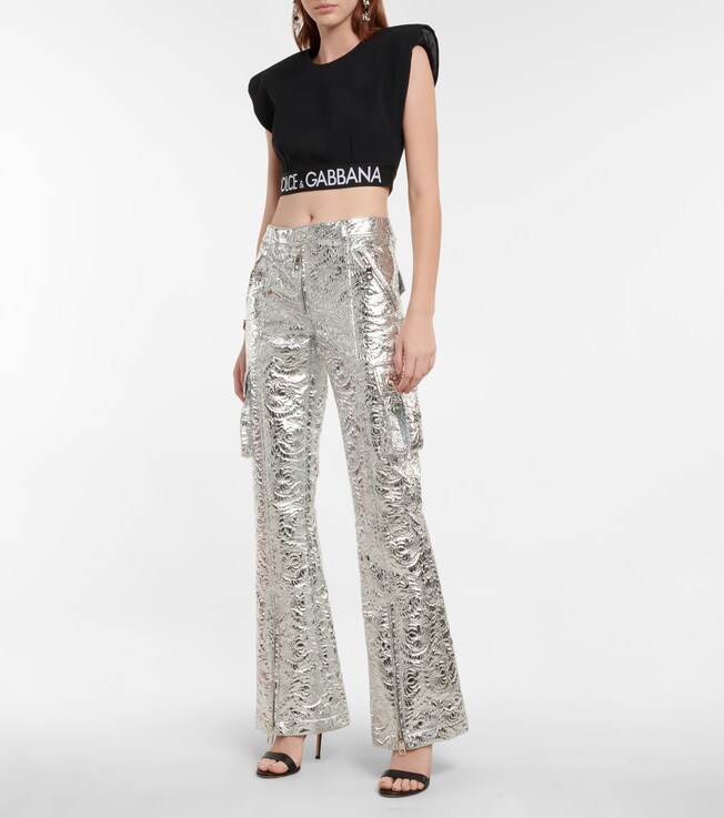 Dolce&Gabbana Laminated brocade cargo pants