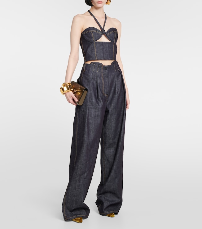 The Mannei Aspos cutout denim bustier