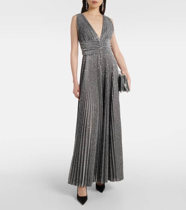 Dolce&Gabbana Metallic plissé cocktail dress