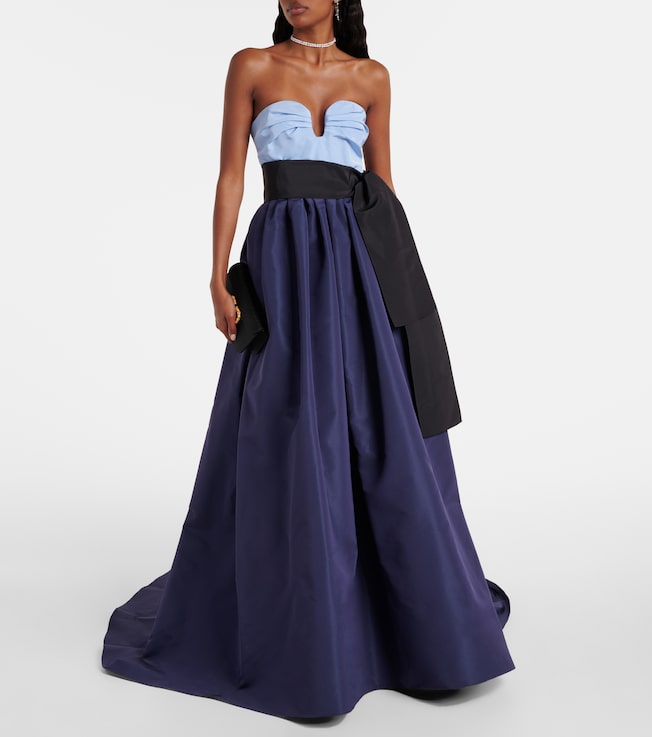 Carolina Herrera Belted silk bustier gown 