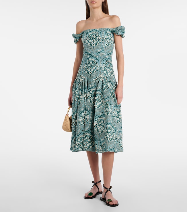 Agua by Agua Bendita Siembra embroidered cotton midi dress