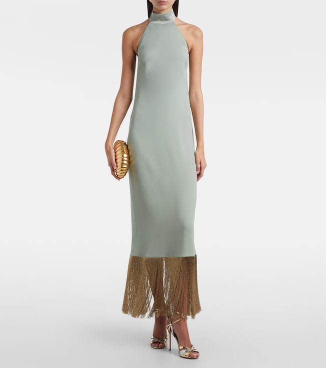 Taller Marmo Berlin fringed crêpe cady maxi dress