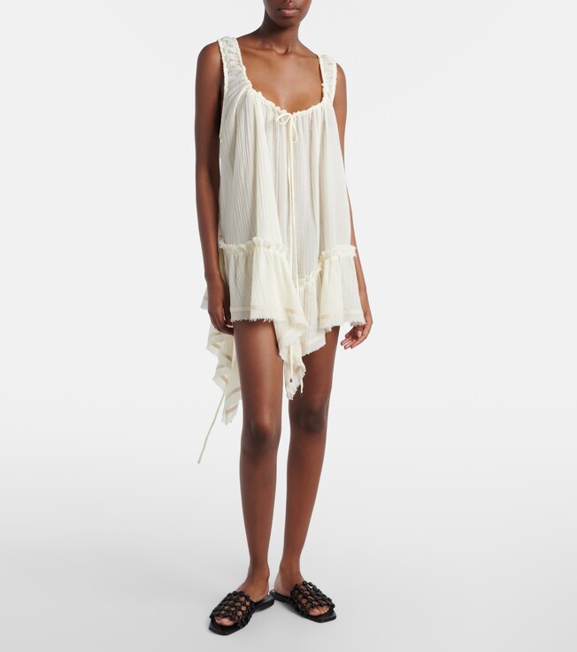 THE ATTICO Ruffled cotton minidress