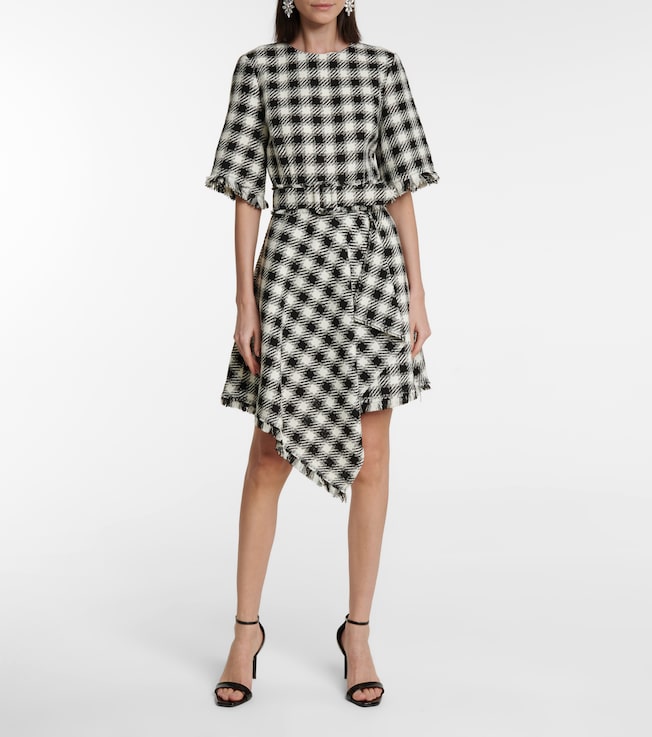 Oscar de la Renta Checked asymmetric minidress