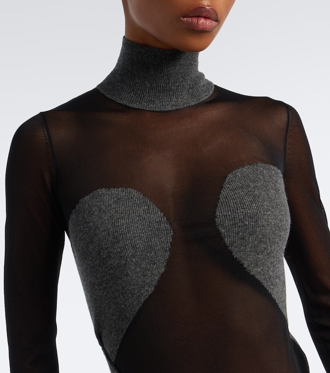 Alaïa Alaïa Mesh and wool draped minidress