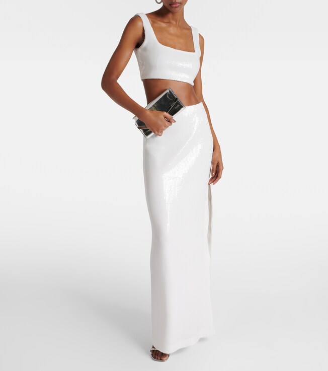 Galvan Bridal Beating Heart sequined crop top