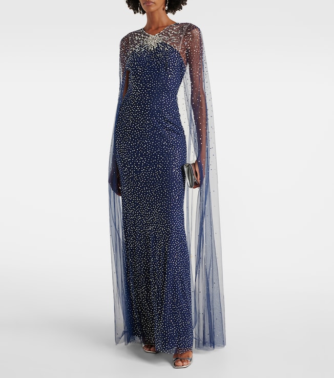 Jenny Packham Embellished caped Mabel gown