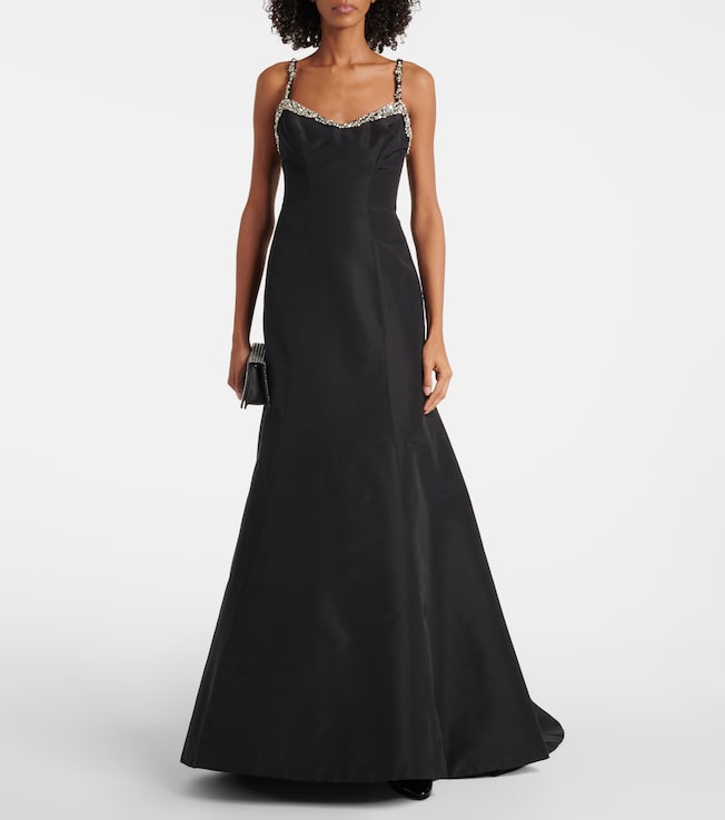 Monique Lhuillier Tumpet embellished silk gown