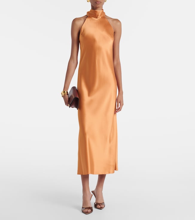 Galvan Sienna halterneck satin midi dress