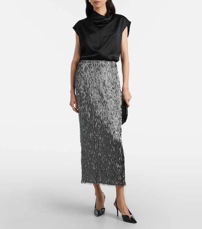 Erdem Sequined high-rise pencil skirt