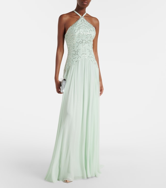 Elie Saab Sequined silk-blend gown