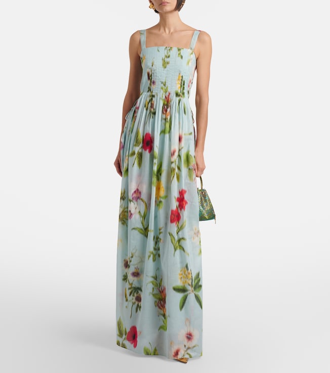 Oscar de la Renta Belted floral voile maxi dress