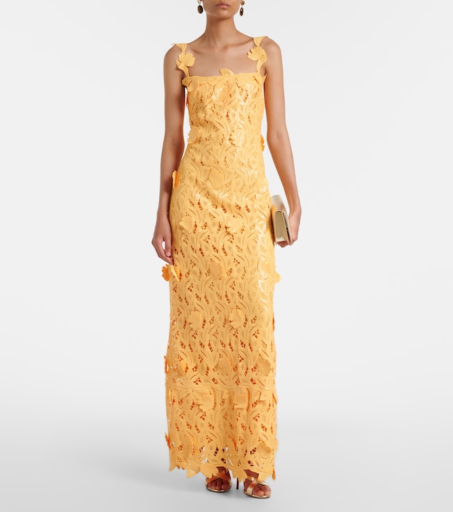 SIMKHAI Marenna broderie anglaise sequined gown