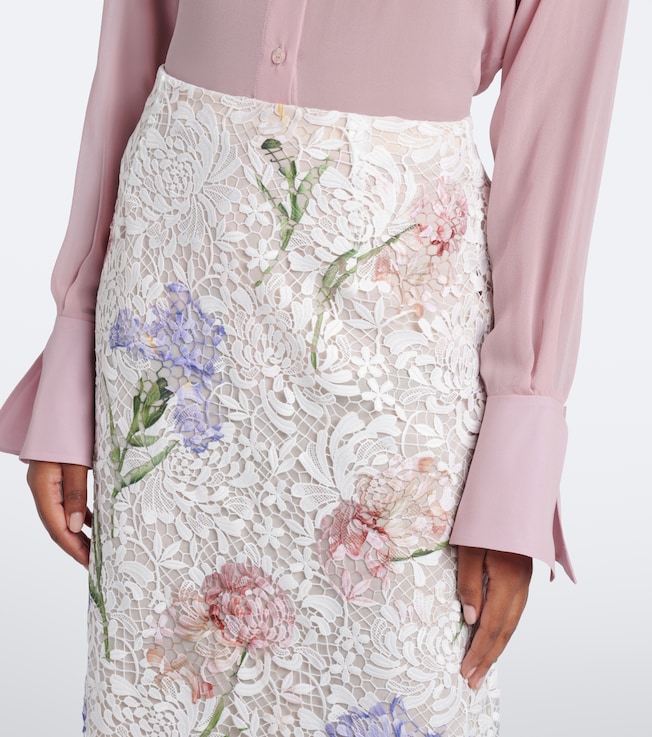 Oscar de la Renta Oscar de la Renta Floral guipure lace midi skirt