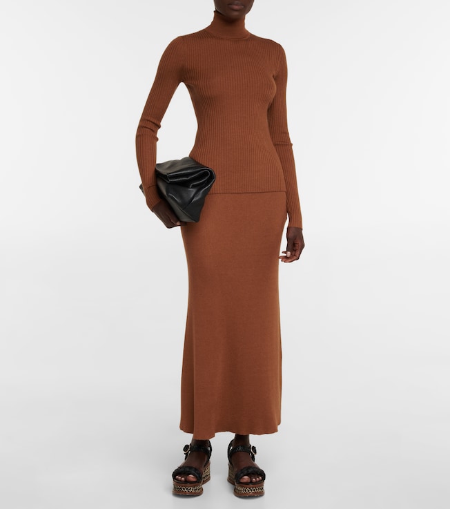 Gabriela Hearst Epper ribbed-knit high-rise midi skirt