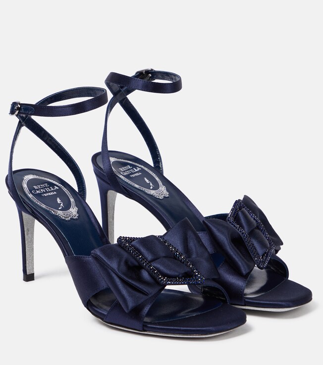 RENÉ CAOVILLA Bow-detail embellished satin pumps