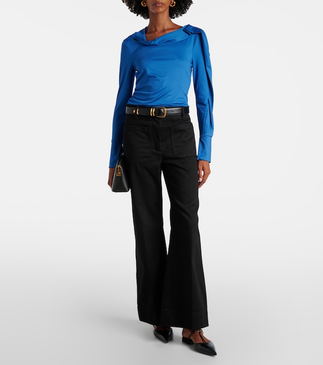 Victoria Beckham Ruched asymmetric jersey top