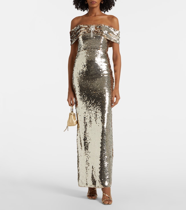 self-portrait Sequined cutout maxi dress