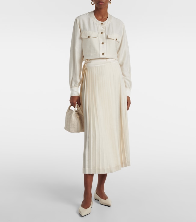Loro Piana Janel pleated silk midi skirt
