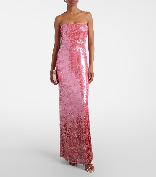 SIMKHAI Leilani sequined strapless gown