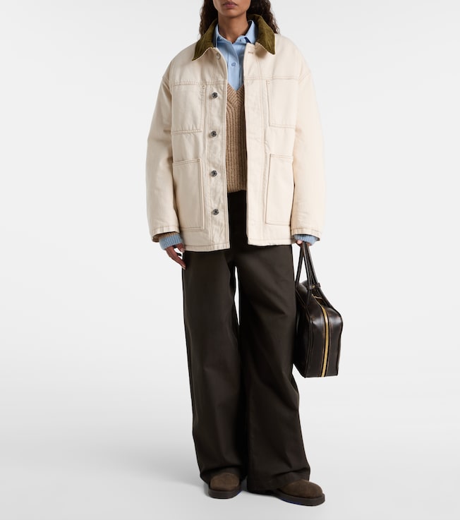 Ami Paris Corduroy-trimmed cotton twill field jacket