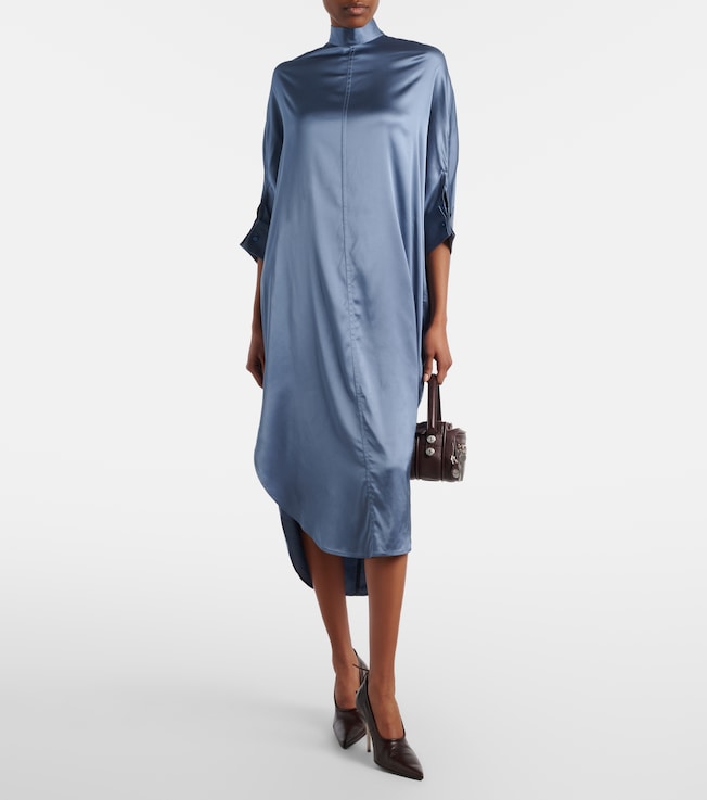 Acne Studios Asymmetric scarf-detail satin midi dress