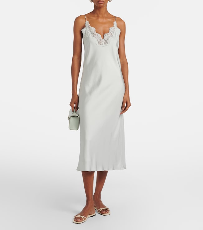 Róhe Lace-trimmed silk slip dress