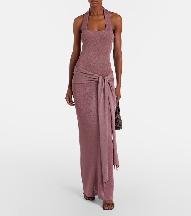Aya Muse Knitted lamé maxi dress