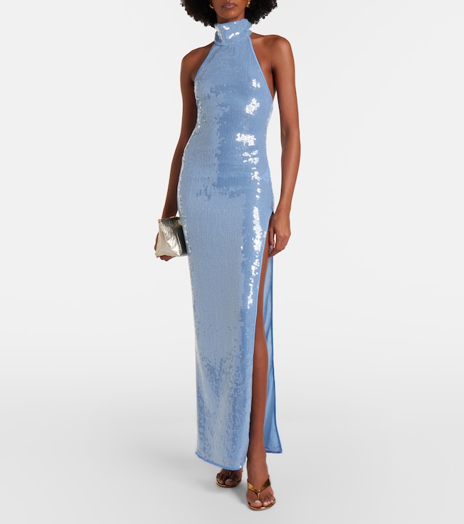 Oséree Sequined halterneck maxi dress