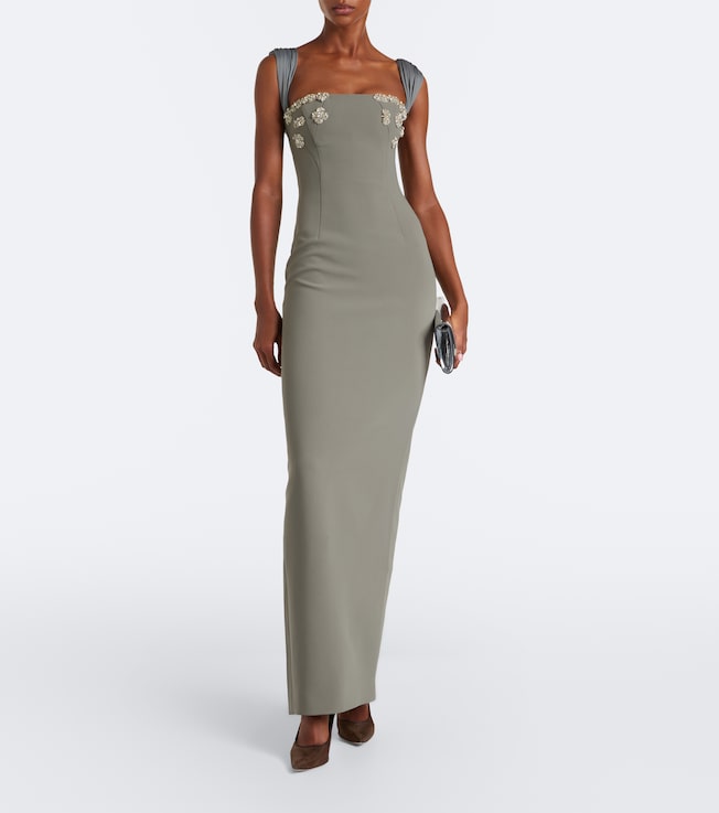 Rachel Gilbert Malia embellished crêpe corset gown