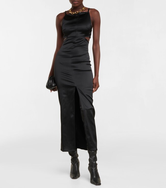 Courrèges Swallow neck satin maxi dress