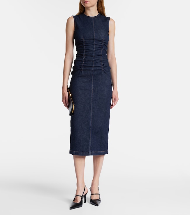 Sportmax Voto ruched denim midi dress