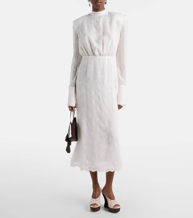 Magda Butrym Embroidered silk, wool and cotton-blend midi dress