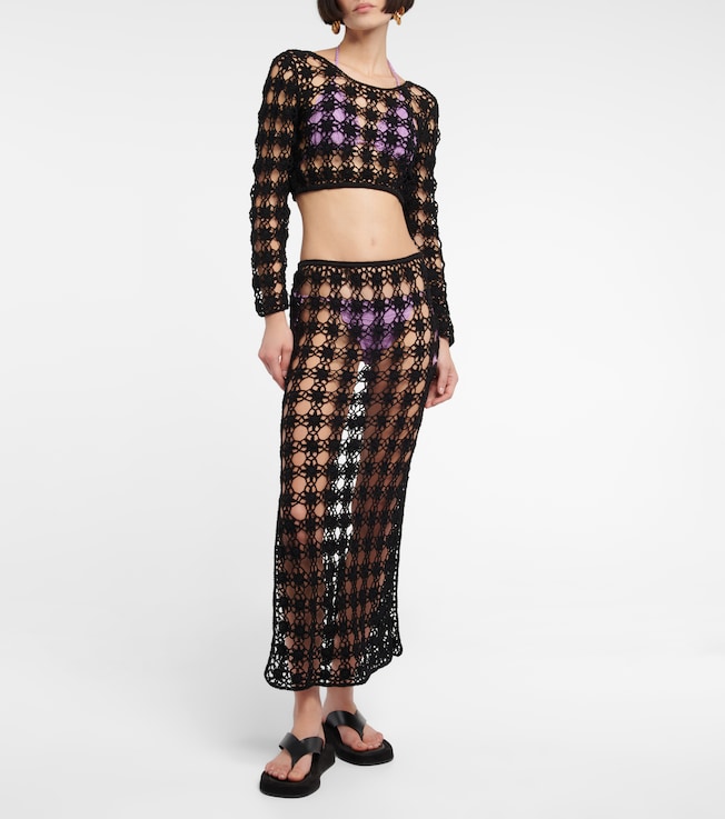 Anna Kosturova Open-knit cotton midi skirt