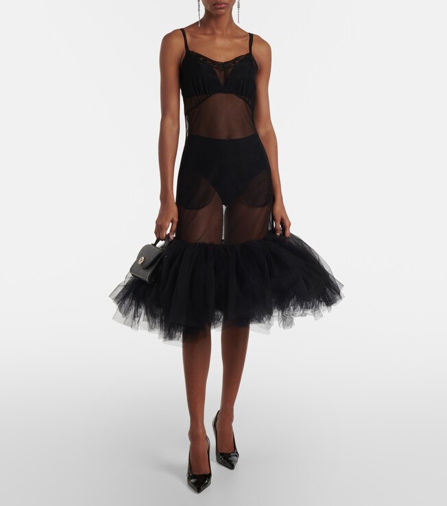 Simone Rocha Tulle-trimmed slip dress