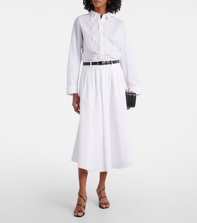 Dorothee Schumacher Lace-trimmed cotton-blend poplin blouse