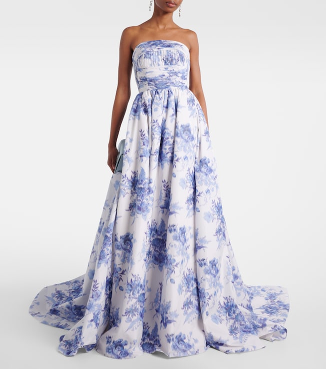 Carolina Herrera Floral taffeta bustier gown