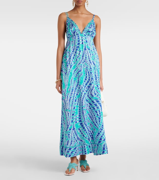 Poupette St Barth Cassandra printed satin slip dress
