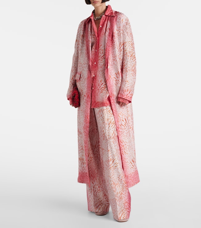 Dries Van Noten Printed silk wide-leg pants