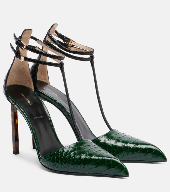 Tom Ford Snake-effect leather pumps