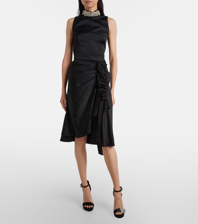 McQueen Gathered asymmetric midi skirt
