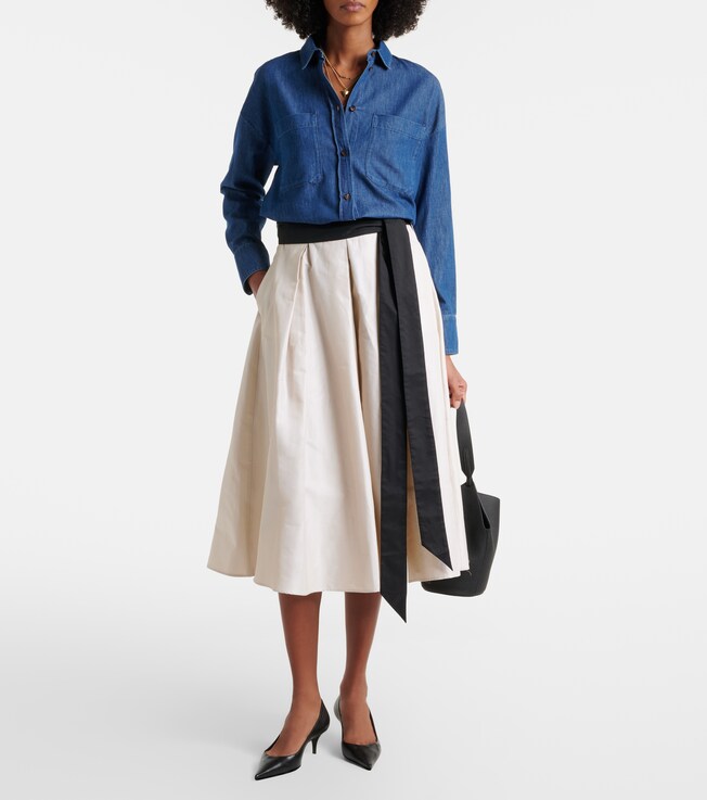 S Max Mara Baschi pleated cotton-blend midi skirt