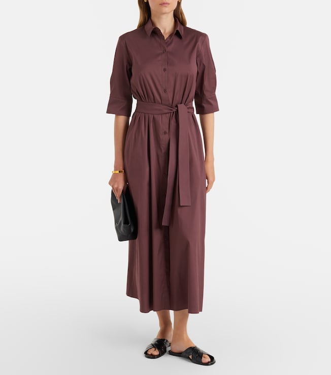 Max Mara Cognac cotton-blend midi dress