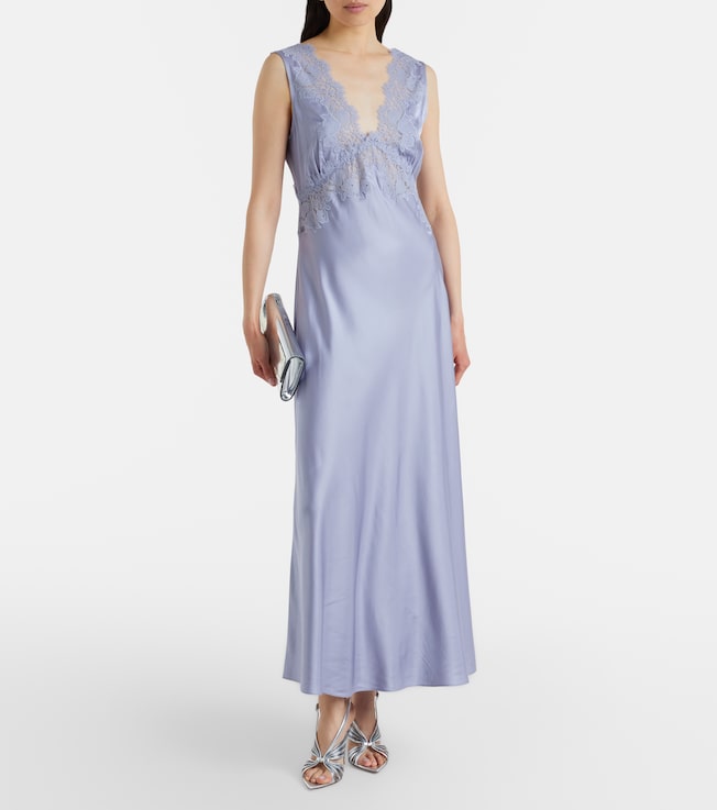 RIXO Lysandra lace-trimmed satin maxi dress
