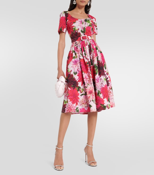 Oscar de la Renta Scoop-neck floral midi dress